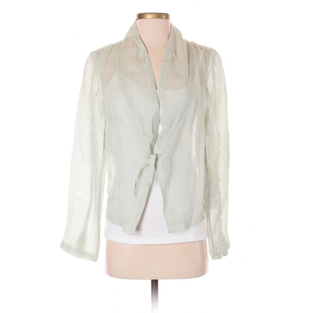 Eileen Fisher 100% Linen Seafoam Green Cardigan